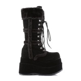 Piel sinttica 11,5 cm BEAR-202 emo botas mujer con piramidal plataforma en negro