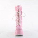 Piel sinttica 11,5 cm BEAR-202 emo botas mujer con piramidal plataforma en rosa