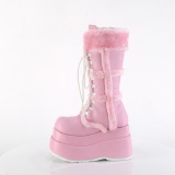 Piel sinttica 11,5 cm BEAR-202 emo botas mujer con piramidal plataforma en rosa