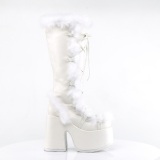 Piel sinttica goth 13 cm mujeres botas plataforma tacn chunky blanco