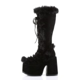 Piel sinttica goth 13 cm mujeres botas plataforma tacn chunky negro