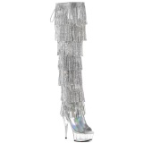 Plata 15 cm DELIGHT exotic plataforma botas overknee con flecos strass