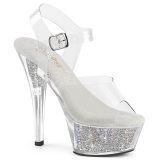 Plata 15 cm KISS-208RSI transparente plataforma zapatos de tacn con piedras