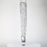 Plata 15 cm pole dance exotic plataforma botas overknee con flecos strass