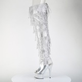 Plata 15 cm pole dance exotic plataforma botas overknee con flecos strass