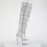 Plata 18 cm pole dance exotic plataforma botas overknee con flecos strass