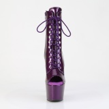 Purpura glitter 18 cm peep toe plataforma botines tacn alto mujer