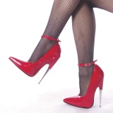 Rojo charol 16 cm zapatos puntiagudas de aguja stiletto metalico