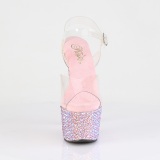 Rosa 18 cm BEJEWELED-708MS Zapatos altos pole dance strass plataforma