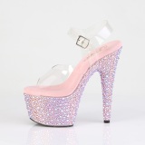 Rosa 18 cm BEJEWELED-708MS Zapatos altos pole dance strass plataforma