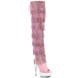 Rosas 15 cm DELIGHT exotic plataforma botas overknee con flecos strass