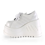 STOMP-08 zapatos con cordones mujer 12 cm cua alta y plataforma blanco