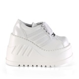 STOMP-08 zapatos con cordones mujer 12 cm cua alta y plataforma blanco