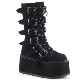 Terciopelo 9 cm DAMNED-225 mujeres plataforma botas hasta la pantorrilla con hebilla negro