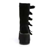 Terciopelo 9 cm DAMNED-225 mujeres plataforma botas hasta la pantorrilla con hebilla negro