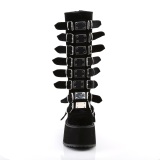 Terciopelo 9 cm DAMNED-318 plataforma botas hasta la rodilla mujer con hebilla negro