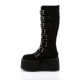 Terciopelo 9 cm DAMNED-318 plataforma botas hasta la rodilla mujer con hebilla negro