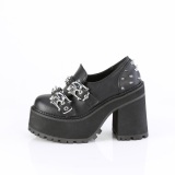 Vegano 12 cm ASSAULT-38 mocasines mujer con suela de tachuelas y plataforma en negro