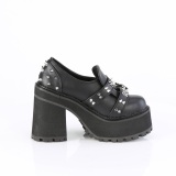 Vegano 12 cm ASSAULT-38 mocasines mujer con suela de tachuelas y plataforma en negro