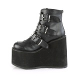 Vegano 14 cm SWING-105 plataforma botines mujer con hebilla negro