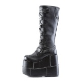 Vegano 18 cm extremo plataforma botas hasta la rodilla hombre negro