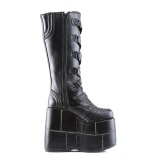 Vegano 18 cm extremo plataforma botas hasta la rodilla hombre negro