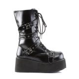 Vegano 8,5 cm TRASH205 hombre plataforma botas con hebilla negro