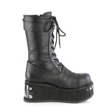 Vegano 8,5 cm TRASH250 hombre plataforma botas con hebilla negro