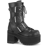 Vegano 9,5 cm RANGER-308 gotico mujeres botines plataforma chunky con hebilla