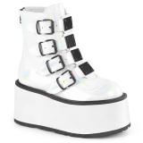 Vegano 9 cm DAMNED-105 plataforma botines mujer con hebilla blanco