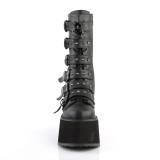 Vegano 9 cm DAMNED-225 mujeres plataforma botas hasta la pantorrilla con hebilla negro