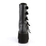 Vegano 9 cm DAMNED-225 mujeres plataforma botas hasta la pantorrilla con hebilla negro