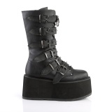 Vegano 9 cm DAMNED-225 mujeres plataforma botas hasta la pantorrilla con hebilla negro